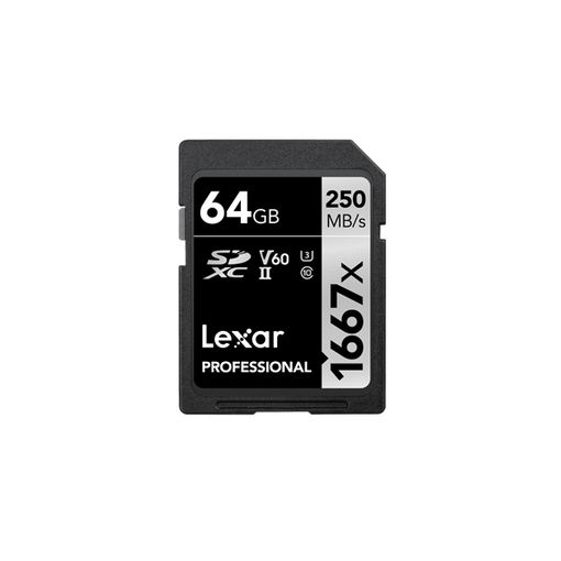 Cartão de memória LEXAR Professional 1667x Lexar - Cartões de memória flash - 64 gb, SDXC, Classe 10, 250 MB/s