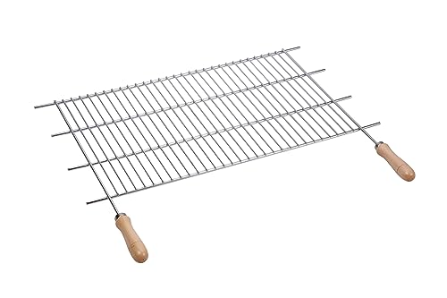Barbecue a Carvão com Alça de Madeira 70X40Cm Sauvic - Acessórios para churrasco ao ar livre - grill, preto, aço inoxidável, 70x40cm