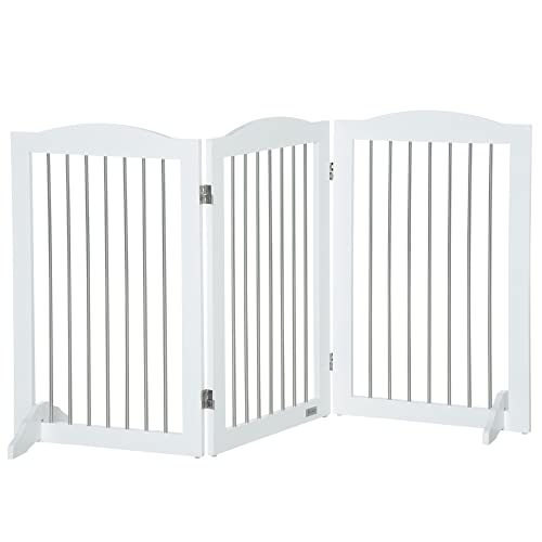 Barreira de segurança para cães PawHut | 154 x 30 x 80 cm - Branco PawHut - Portões para bebês e animais de estimação - 154x30x80cm, branco, MDF, segurança