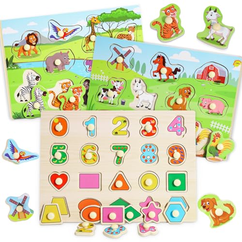 Puzzle LENBEST 3 Peças (Idade Mínima: 2) Lenbest - Quebra-cabeças de madeira e com pinos - puzzle, madeira, peças grandes, cores, imagens