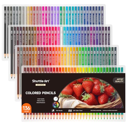 Lápis de Cor SHUTTLE ART (Multicor - 136 Unidades) Shuttle Art - Lápis - 136 unidades, cores vibrantes, metálicas, suaves