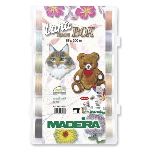 Conjunto de 18 Rocchetes MADEIRA Smartbox Madeira - Fibras para artesanato - 18 rocchetes, madeira smartbox, bordar, padrões, agulhas