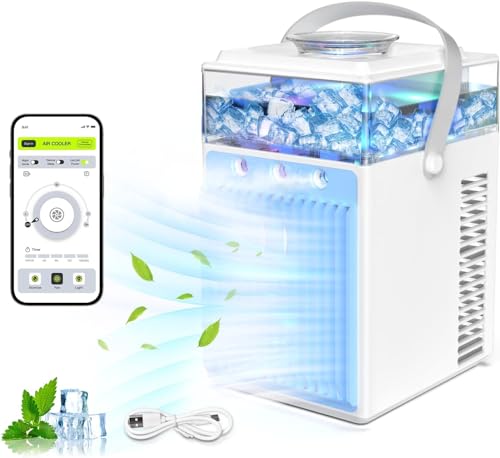 Ar Condicionado Portátil HOMCOM 4 em 1 (12.5 x 11.5 x 8 cm) bubbacare - Resfriadores evaporativos - portátil, 4 em 1, ventilador, humidificador
