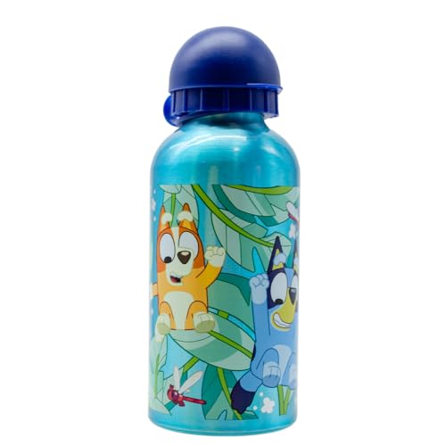 Garrafa de Água MS MOBILE SHOP Bluey (Azul - 8 x 7.5 x 22 cm) ms móvil shop - Garrafas de engarrafamento - alumínio, tampa de segurança, 0,4L