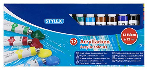Conjunto de tintas acrílicas STYLEX 28651 (12 ml) Stylex - Tinta, tinta de arte e esmalte - acrílicas, 12 ml, preto, azul