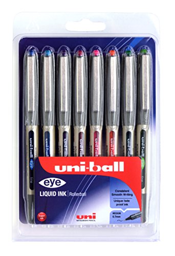 Esferográfica Rollerball UNI-BALL Eye Fine (Multicor - 8 Unidades) UNI-BALL - Canetas - resistente à água, ponta 0.7mm, traçado fino, 8 unidades