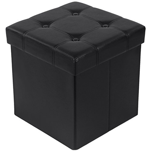 Baúl de Arrumação SONGMICS LSF30B (Preto - 38x38x38cm) SONGMICS - Pufes - preto, MDF, pvc, espuma, 38x38x38cm