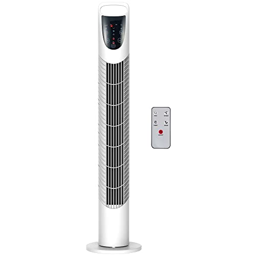 Coluna de Ar HOMCOM 824-011WT Branco (40 W - Diâmetro: 18 x 78.5 cm) HOMCOM - Ventoinhas de mesa e de pedestal - 40 W, oscilação 70 graus, temporizador 7,5 h, mando a distancia