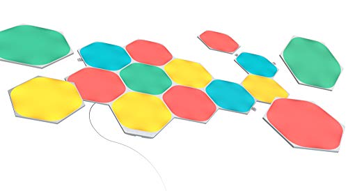 Kit 15 Painéis de Luz NANOLEAF Shapes Hexagons Nanoleaf - Luminárias de parede - 15 painéis, hexagons, connect+, música, luz