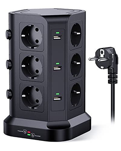 Extensão Elétrica KOOSLA com 6 Tomadas e 2 Portas Usb (4000 W - 2 M) KOOSLA - Fios e cabos elétricos - 6 tomadas, 2 portas USB, 4000 W