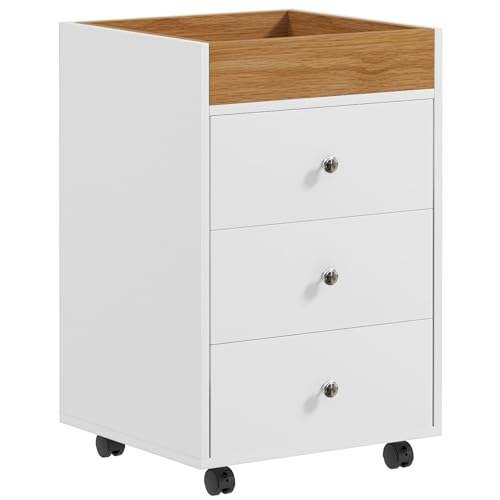 Armário de Escritório HOMCOM | 43x40x66.5cm - Branco/Natural SPANISH AOSOM - Arquivos de armazenamento - escritório, 43x40x66.5cm, branco, natural