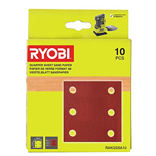 Conjunto de 10 Folhas Abrasivas RYOBI RAKQSSA10 Ryobi - Lixa e esponjas de polimento - conjunto, 10 folhas, abrasivas