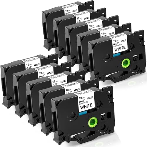 Fita para Etiquetadora FIMAX 10x TZE-231 Preto sobre Branco Fimax Tech - Mobiliário de escritório - preto sobre branco, resistente à água, 8m