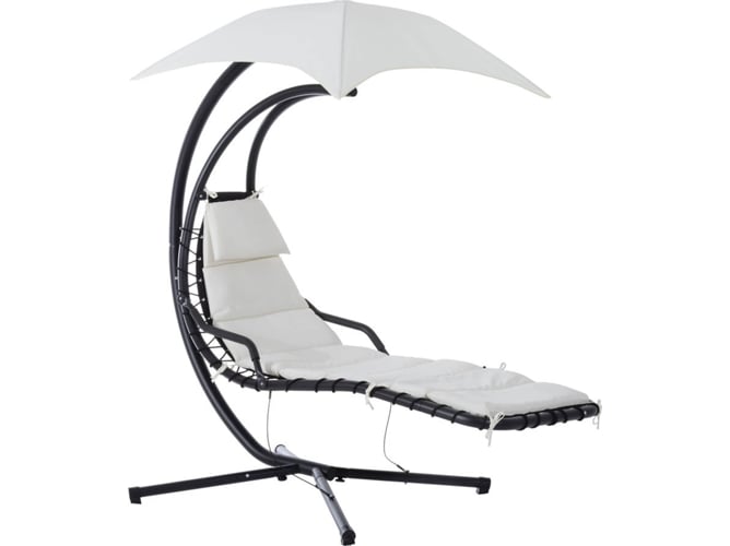 Espreguiçadeira Outsunny | 195x130x180 cm - Preto Outsunny - Móveis de exterior - 195x130x180 cm, preto