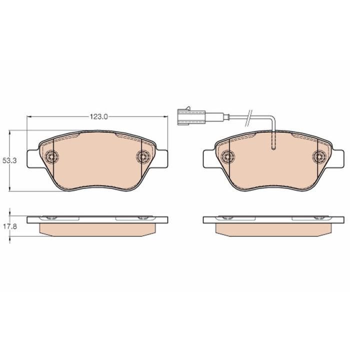 Pastilhas de Travão para Fiat Grande Punto (05->) 1.9 D Mult TRW - Sistema de freios de veículos motorizados - 4 pastilhas, travão, tambor, Fiat Grande Punto