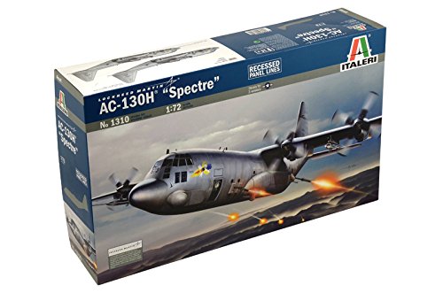 Modelo de aeronave ITALERI AC-130H Spectre Italeri - Kits de modelos em escala - aeronave, asas móveis, cauda ajustável, motor rotativo, cockpit, piloto