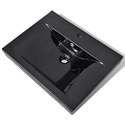 Lavatório de Casa de Banho VidaXL | 60 x 46 cm - Preto vidaXL - Acessórios de encanamento - lavatório, casa de banho, vidaxl, preto