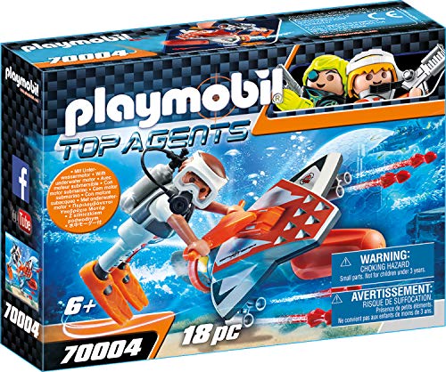 Playmobil 70004 Conjunto de bonecos temáticos para crianças PLAYMOBIL - Conjuntos de brinquedos - investigação, propulsor subaquático, lançador de mísseis