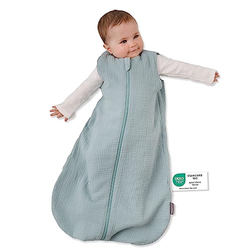 Saco de Dormir LA LOONA Muslin (Menta - 70 x 90 cm) LaLoona baby bedding - Roupa de cama e cama - algodão macio, regulação do calor, liberdade de movimento, fácil colocar