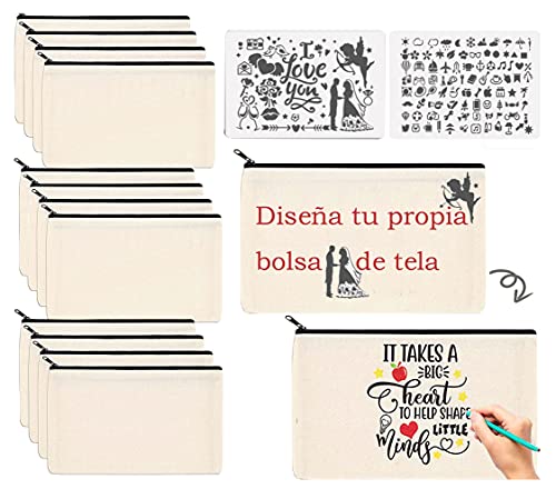 12Pcs Bolsa de Tecido para Pintar Naturezhen Naturezhen - Estojos para canetas e lápis - tecido, 20x14cm, 12 peças, bege