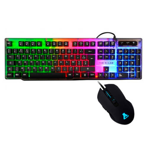 Teclado THE G-LAB Combo Zinc/SP Pack (Espanhol) THE G-LAB - Conjuntos de acessórios de computador - teclado, rato, usb, preto, cinzento