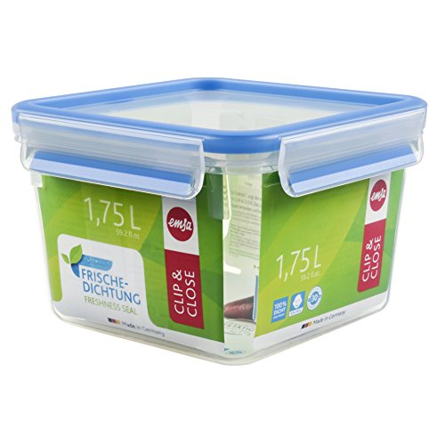 Caixa de Conservação EMSA Clip & Close Rectangular Azul, Transparente Emsa - Utensílios de mesa - 1,75 l, azul, transparente, plástico
