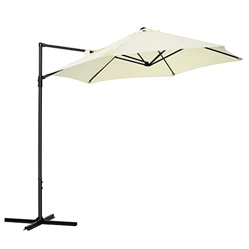 Guarda-Sol OUTSUNNY Redondo (Preto - Algodão e Poliéster - 256x245 cm) Outsunny - Guarda-sóis e toldos de exterior - preto, algodão poliéster, 256x245 cm