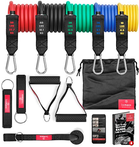 Kit de resistência para exercícios e estiramento BeMaxx - Bandas de exercício - resistência, exercícios, estiramento