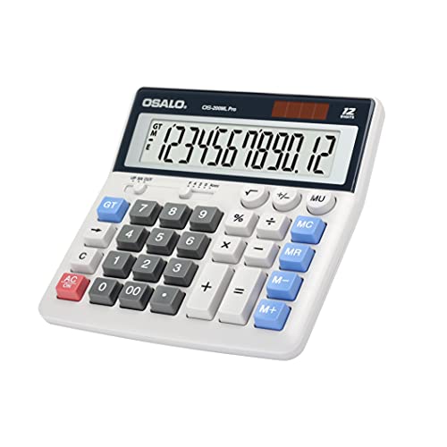 Calculadora de Mesa OSALO OS-200ML (12 dígitos) Osalo Co., Ltd - Calculadoras - 12 dígitos, energia solar, pilhas AAA, retroiluminado