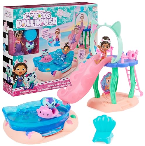 Dreamworks Gabbys Dollhouse Cat Adventures Purrific Pool Party Spin Master - Brinquedos - conjunto, brinquedos, bebés, 3 peças, a partir de 2 anos