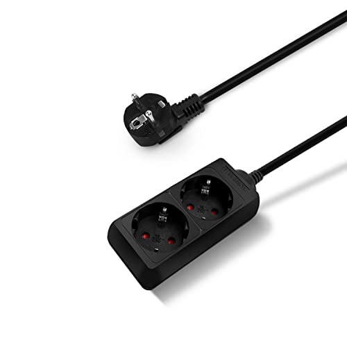 Extensão Elétrica AIGOSTAR 300100HNO (2 Tomadas - Tipo F - 3 m) Aigostar - Fios e cabos elétricos - 2 tomadas, tipo f, 3 m, proteção contra sobrecarga