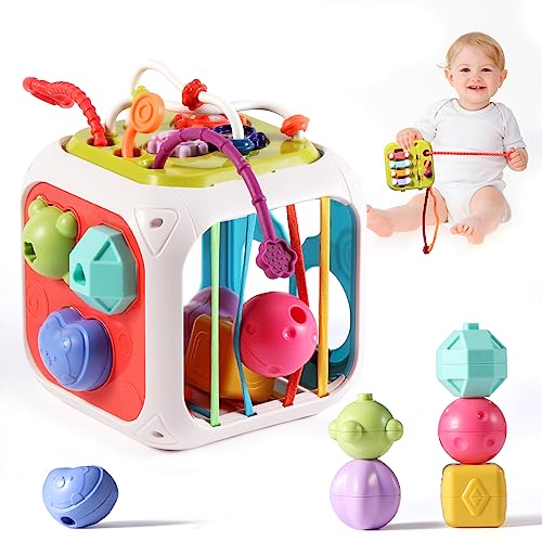 Brinquedo educativo Oderra 7 in 1 Montessori Sensoriales Cubo de Actividades Oderra - Brinquedos - 7 atividades, geométricas, cores, coordenação motriz