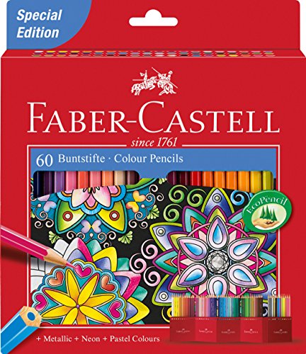 Lápis de Cor FABER CASTELL 60 Unidades (Multicor) Faber-Castell - Lápis - 60 unidades, multicor, seguro, cera de abacá