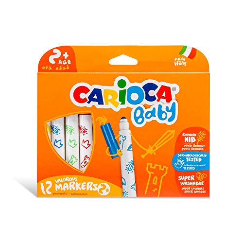 Marcador Caricóbe Valorous Markers 2+ (Idade Mínima Recomendada: 2 anos) Carioca - Instrumentos de escrita e desenho - super-lavável, sem água, criatividade, 2 anos