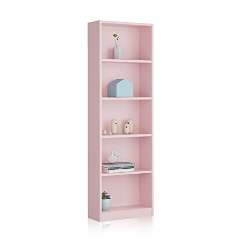 Estante HABITDESIGN I-Joy (Rosa - Madeira e Metal - 180x52x25cm) duehome - Estantes e prateleiras de pé - madeira, metal, rosa, 180x52x25cm