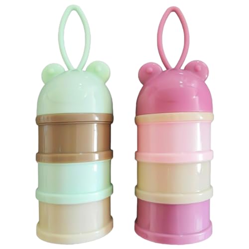 Caixa de Conservação de Leite em Pó 2X300G MEMOFYND - Móveis para bebês e crianças pequenas - leite em pó, polipropileno, verde, rosa