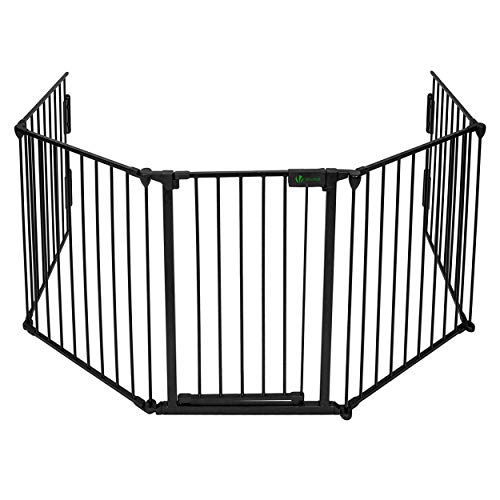 Vounot Barreira de segurança para cães 3m com kit de montagem preto VOUNOT - Conjuntos de móveis de quarto - 3m, preto, poliuretano, kit de montagem