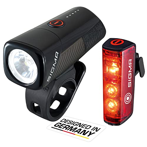 Kit de luz para faróis Sigma Buster Preto Sigma - Peças de automóveis - bicicleta, 2 lâmpadas, bateria ião-lítio, alcance 120m