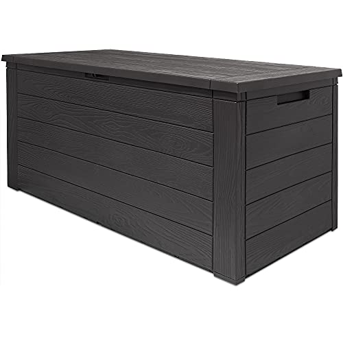 Caixa de Arrumação para Jardim ANTRACITE 280L 119x46x57cm Deuba - Caixas de armazenamento externas - 280L, tampa dobrável, plástico resistente, 119x46x57cm