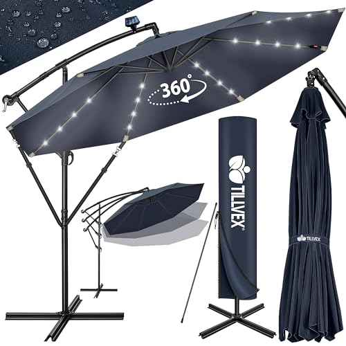 Guarda-Sol TILLVEX com Luzes Led Solar (Preto - Alumínio - 300x300 cm) DWD-Company GmbH & Co. KG - Móveis de exterior - led, solar, alumínio, 300x300 cm