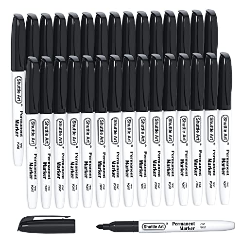 Marcador Permanente SHUTTLE ART (Preto - 30 Unidades) Shuttle Art - Marcadores e marcadores de texto - tinta pigmentada, traço fino, ergonômico, 30 unidades