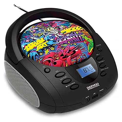 Rádio Portátil DAWEEOO DBU-10 (Branco e Preto) Daewoo - Áudio - rádio portátil, sintonizador fm, leitor cd, mp3, bluetooth, entrada USB, leitor sd, bateria recarregável