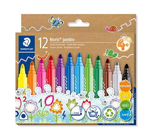 Caixa de 12 Lápis de Cor STAEDTLER Jumbo (Multicor) Staedtler - Marcadores e marcadores de texto - 12 lápis, multicor, tinta removível, triangular