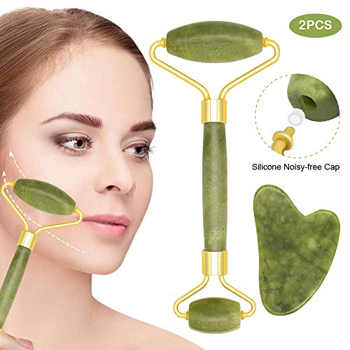 Massajador Facial ROLLETTOPRO 2Pcs Jade Roller Miriqi - Acessórios de banheiro - massajador facial, 2pcs, jade roller