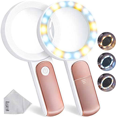 Lupa BUSATIA com lâmpada (18 LED) e 30x ampliação Shengstore - Lupas - 30x ampliação, 18 LED, luzes ajustáveis, botão de controlo