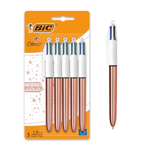 Esferográfica Bic 4 Colours Rosa Dourado e Preto (Recondicionado Como Novo) BIC - Canetas - 4 cores, 1 mm, recondicionado, design metalizado