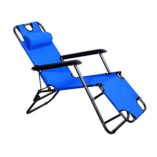 Espreguiçadeira Reclinável Dobrável Outsunny | 153 x 60 x 29 cm - Azul Outsunny - Móveis de exterior - reclinável, dobrável, 153x60x29cm, azul