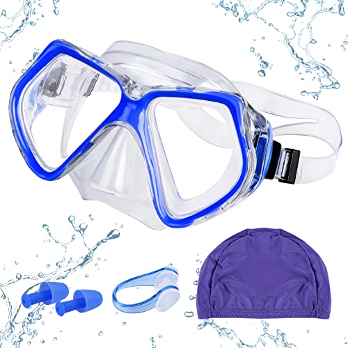 Óculos de Natação MENGQILE (Tamanho Único - Azul) MengQiLe - Máscaras de mergulho e snorkeling - óculos, natação, 180°, capa de banho, tampões, clip nasal