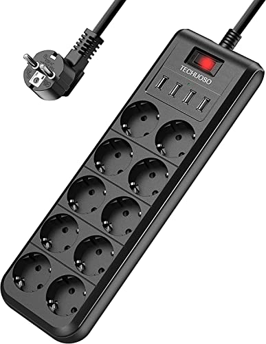 Extensão Elétrica TECHUOSO 10 Tomadas + 4 USB Techuoso - Fios e cabos elétricos - 10 tomadas, 4 usb
