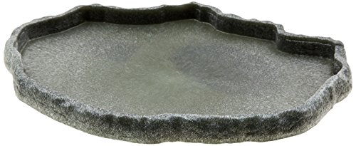 Comedouro para Reptis ZOOMED REPTI ROCK (Preto - 32x2.5x24cm) Zoo Med - Suprimentos para répteis e anfíbios - alta qualidade, plástico resistente, superfície lisa, 32x2.5x24cm